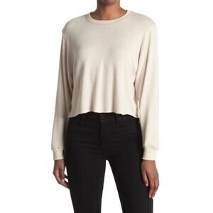 La La Land Creative Co Women's Brushed Knit Cropped Pullover In Oatmeal Small